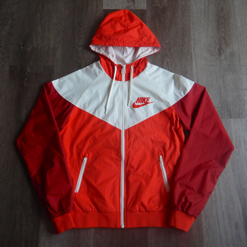 Nike Hooded Windbreaker Jacket Red / White Size S